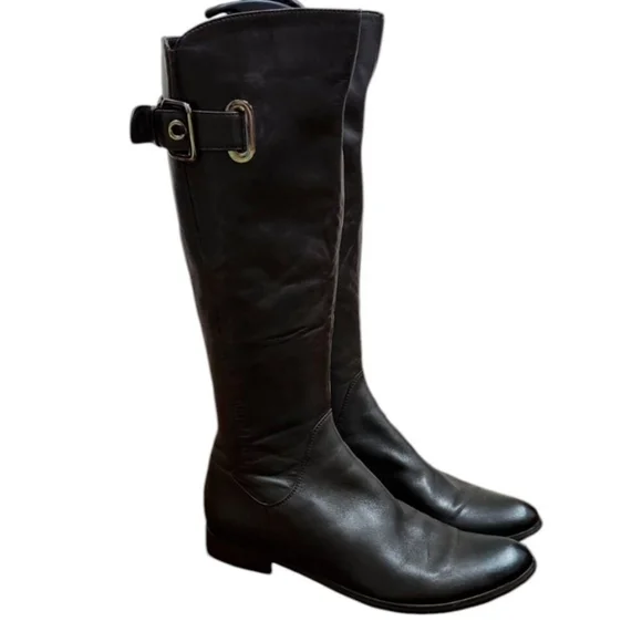 Strimma Women's Luxury chocolate Leather Lined Low Heel Tall Boots Size EU 38 - Picture 2 of 15